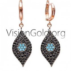 Κρεμαστα Σκουλαρικια Ματι Με Ζιργκον Πετρες-Ασημενια Σκουλαρικια-Χρυσα Σκουλαρικια 0148