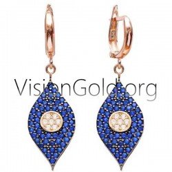 Κρεμαστα Σκουλαρικια Ματι Με Ζιργκον Πετρες-Ασημενια Σκουλαρικια-Χρυσα Σκουλαρικια 0148