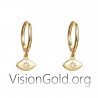 Eye Charm Gold Hoops-Cz Hoops Earrings-Gold Hoops-Dainty Earrings-Eye Hoop Earrings-Huggie Hoops-Minimal Earrings 0150
