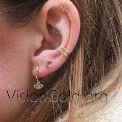Eye Charm Gold Hoops-Cz Hoops Earrings-Gold Hoops-Dainty Earrings-Eye Hoop Earrings-Huggie Hoops-Minimal Earrings 0150