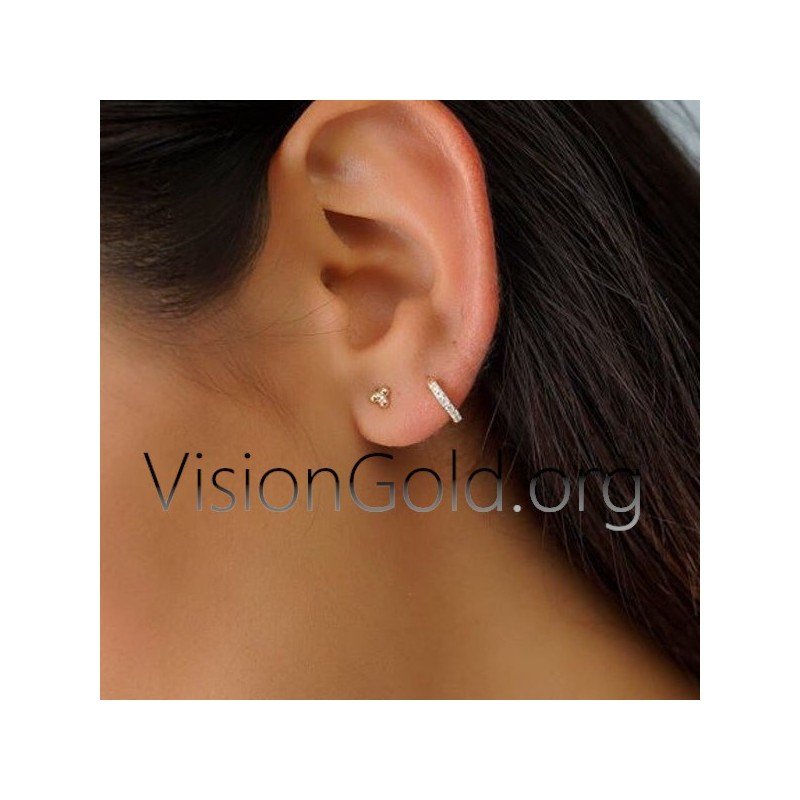 Small hoops earrings-Gold ear cuff - ear cuff earrings - gold earrings - cz earrings - tiny hoop earrings Bestseller 0152
