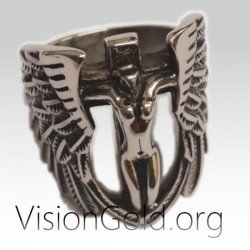 Unique Modern Fashion Handmade Silver Men's Ring  Angel - Men's Rings