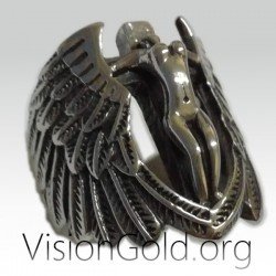 Unique Modern Fashion Handmade Silver Men's Ring  Angel - Men's Rings