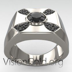 Elegant Men's Ring -Outstanding Gift-Unique Men's Rings With Black Or White Stones 0271