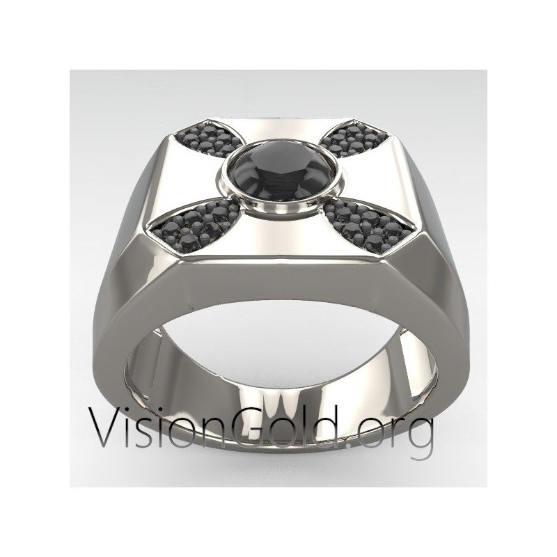 Elegant Men's Ring -Outstanding Gift-Unique Men's Rings With Black Or White Stones 0271