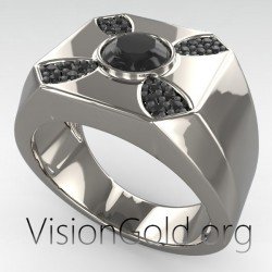 Elegant Men's Ring -Outstanding Gift-Unique Men's Rings With Black Or White Stones 0271