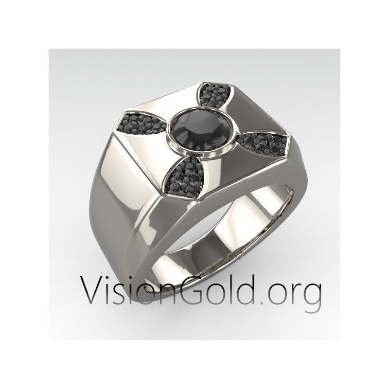 Elegant Men's Ring -Outstanding Gift-Unique Men's Rings With Black Or White Stones 0271