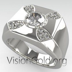 Elegant Men's Ring -Outstanding Gift-Unique Men's Rings With Black Or White Stones 0271