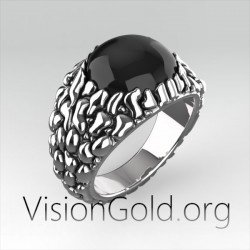 Δαχτυλιδι Καλντερα Σαντορινη- Καλντερα Σαντορινη Ανδρικο Δαχτυλιδι-Δαχτυλιδι Μαυρη Πετρα 0273