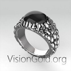 Santorini Caldera Men's Ring,Black Stone Santorini Caldera Men's Ring,Inspired Santorini Caldera Men's Ring 0273