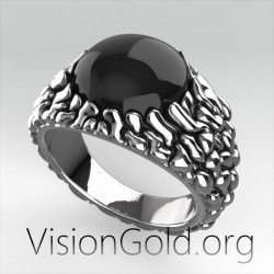 Santorini Caldera Men's Ring,Black Stone Santorini Caldera Men's Ring,Inspired Santorini Caldera Men's Ring 0273