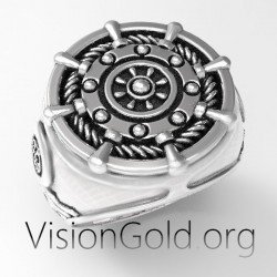 Ναυτικο Ανδρικο Δαχτυλιδι- Ασημενιο Ανδρικο Δαχτυλιδι Με Ναυτικο Τιμονι- Ασημενιο Ανδρικο Δαχτυλιδι 0265