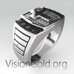 Ασημενιο Ανδρικο Δαχτυλιδι Με Πετρες Και Σταυρο- Χειροποιητο Ανδρικο Δαχτυλιδι Με Σταυρο 0274