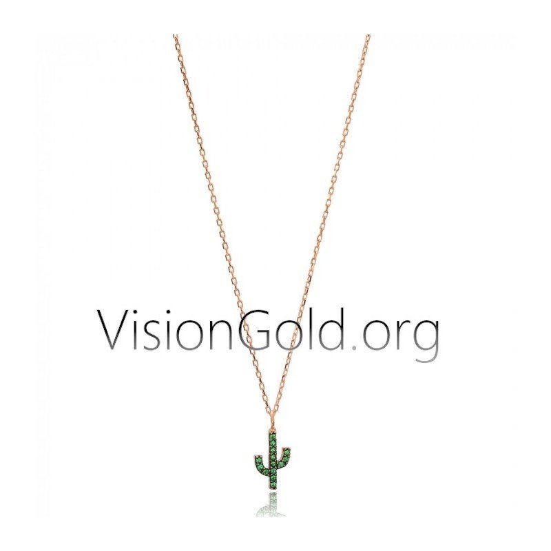 Cactus Necklace|Sterling Silver Cactus Necklace 0414