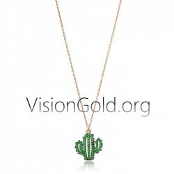 Mother's Day Gift Cactus Necklace Gold or Silver|Gift For Her 0415