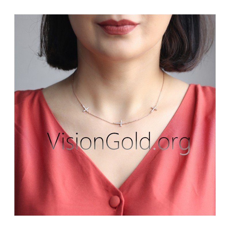 Necklace With Small Cross,Gold Necklace With Cross