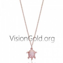 Ασημενιο Επιχρυσωμενο Κολιε Με Χελωνακι | Χρυσο Κολιε Με Χελωνιτσα 0419