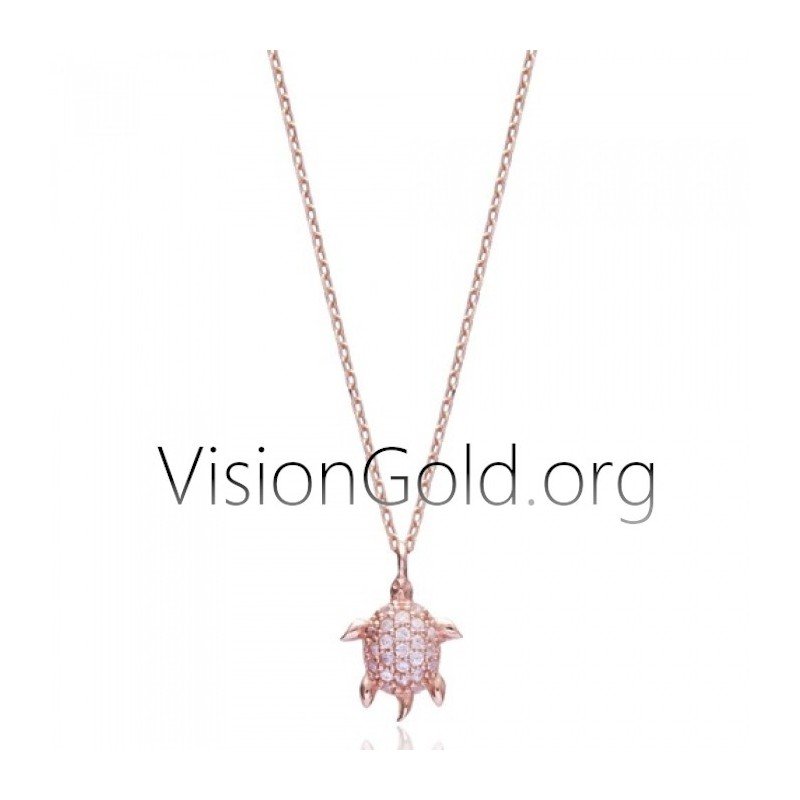 Ασημενιο Επιχρυσωμενο Κολιε Με Χελωνακι | Χρυσο Κολιε Με Χελωνιτσα 0419