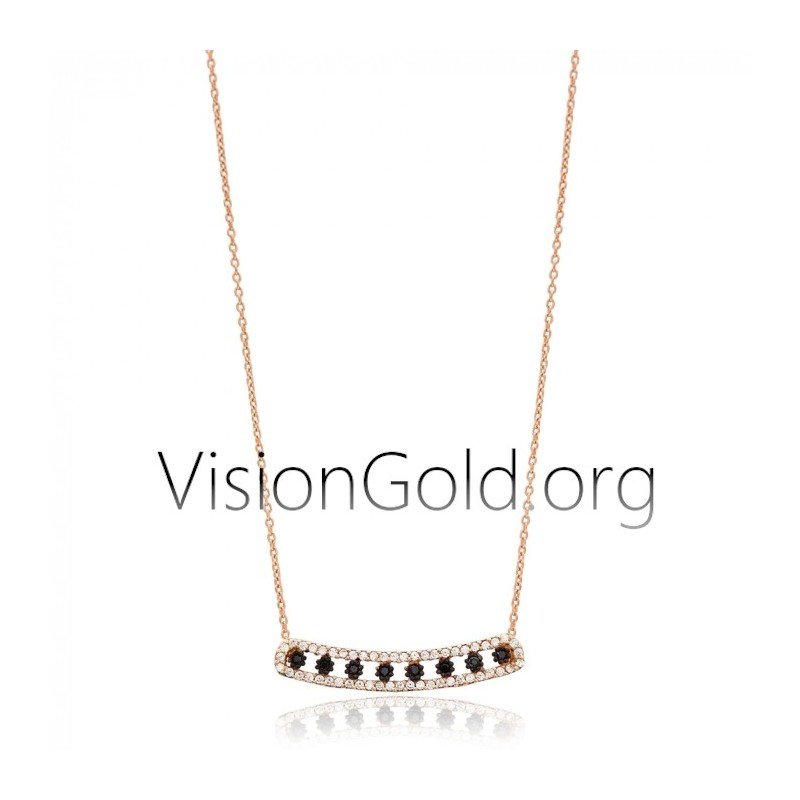 Ασημενιο Κολιε Επιχρυσο Με Ζιργκον Πετρες-Ασημενιο Κολιε