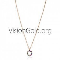 Cocktail Happy Color Ασημενιο Κολιε Επιχρυσωμενο-Φθηνο