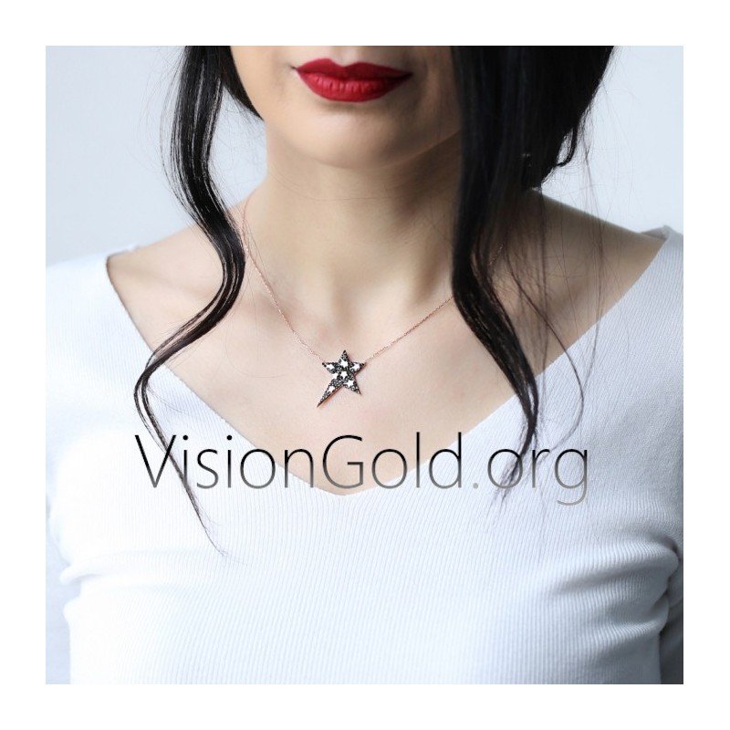 High Polishing Star Jewelry With Zircon Stones | Sterling