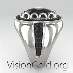 Anillo de plata para hombre con piedra negra | Joyas de plata para hombres 0285