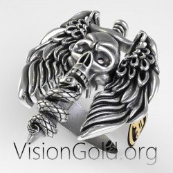 Vintage Ανδρικο Δαχτυλιδι Νεκροκεφαλη - Ανδρικα Δαχτυλιδια Με