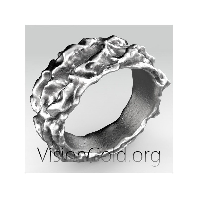 Anillo de hombre Rock Lava - Anillo de hombre de aspecto rugoso 0286