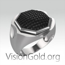 Men's Ring With Black Stones |High quality men rings-New designs 2020|VisionGold.org® 0288