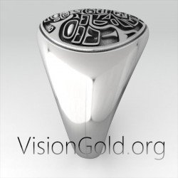 Δαχτυλιδι Ανδρικο Απο Ασημι Με Σχεδιο Απο Φυλες Αζτεκων Του