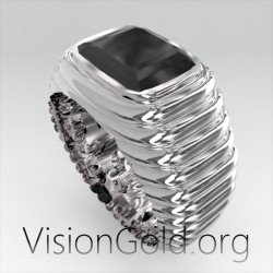 925 Sterling Silver Ring For Men With  Black Onyx Stone Greek Handmade Mens Rings 0293
