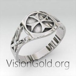 Cross Signet Sterling Silver Ring for Men | Shop Mens Religious Cross Signet Ring For Men  0297