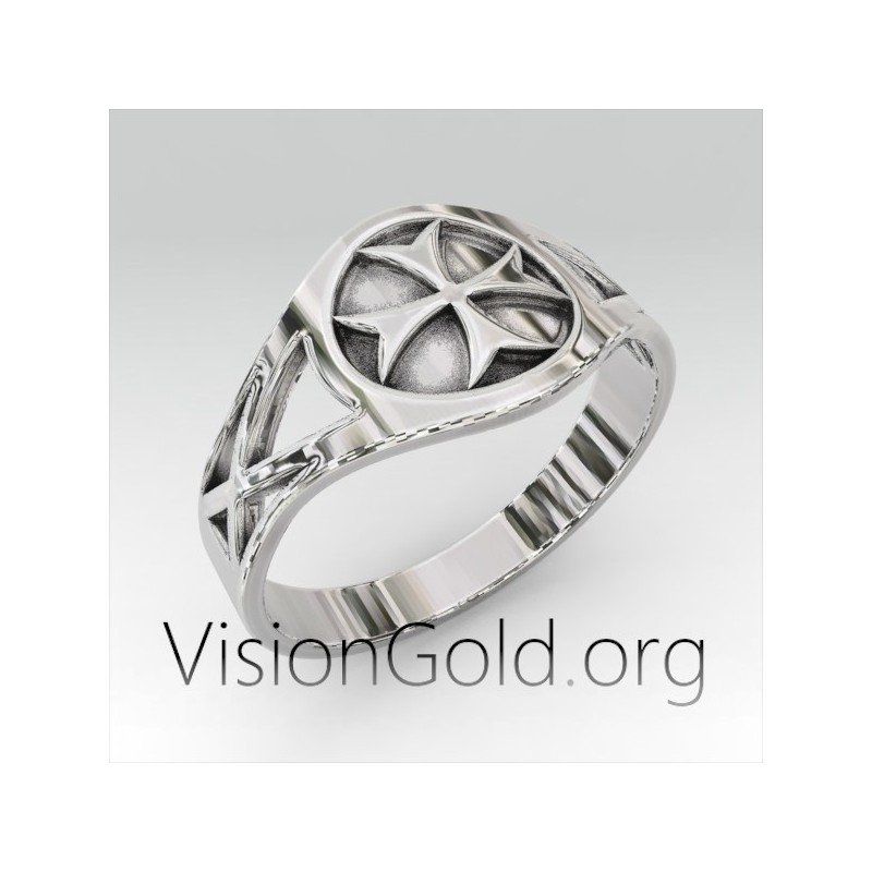 Cross Signet Sterling Silver Ring for Men | Shop Mens Religious Cross Signet Ring For Men  0297