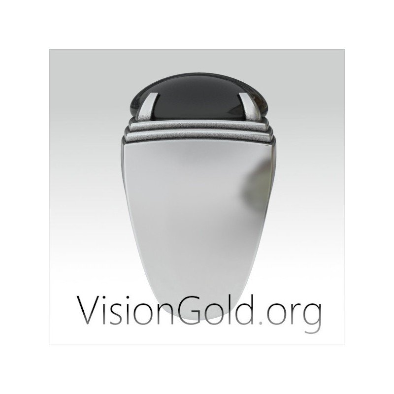 Sterling Silver Black Stone Rings For Men For Sale | Visiongold 0301