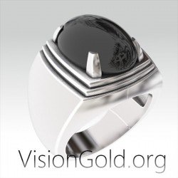 Sterling Silver Black Stone Rings For Men For Sale | Visiongold 0301