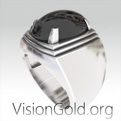 Anillo de plata para hombre con piedra negra | Anillos de hombre modernos 0301