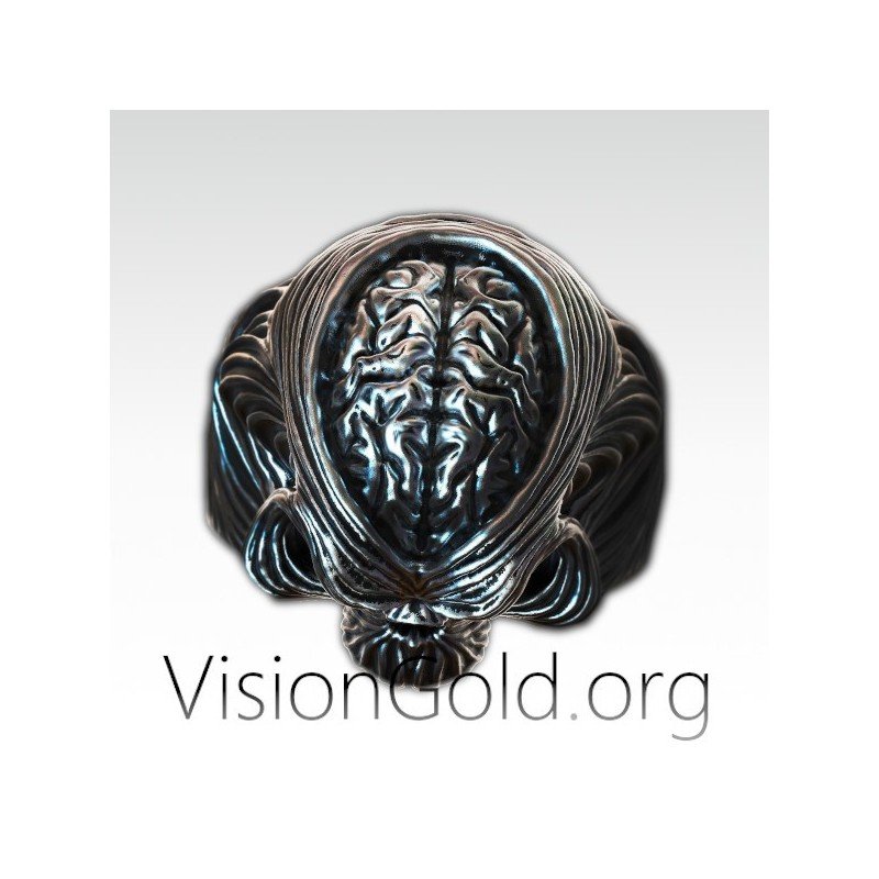 Artistic Design Χειροποίητο Ασημένιο Ανδρικό Δαχτυλίδι Νεκροκεφαλή | Visiongold 0302