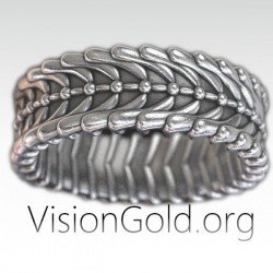 Ασημενιο Ανδρικο Δαχτυλιδι Βερα Με Επαναλαμβανομενα Μοτιβα /  Ανδρικα Δαχτυλιδια Βερες 0305