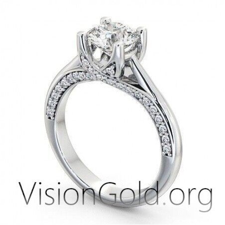 Solitaire Ring With zircon | Cheap Engagement Rings 0252 | Visiongold®
