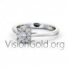 Zirkon Solitaire 14K | Platinum Ring With Zircon 0254 Visiongold®