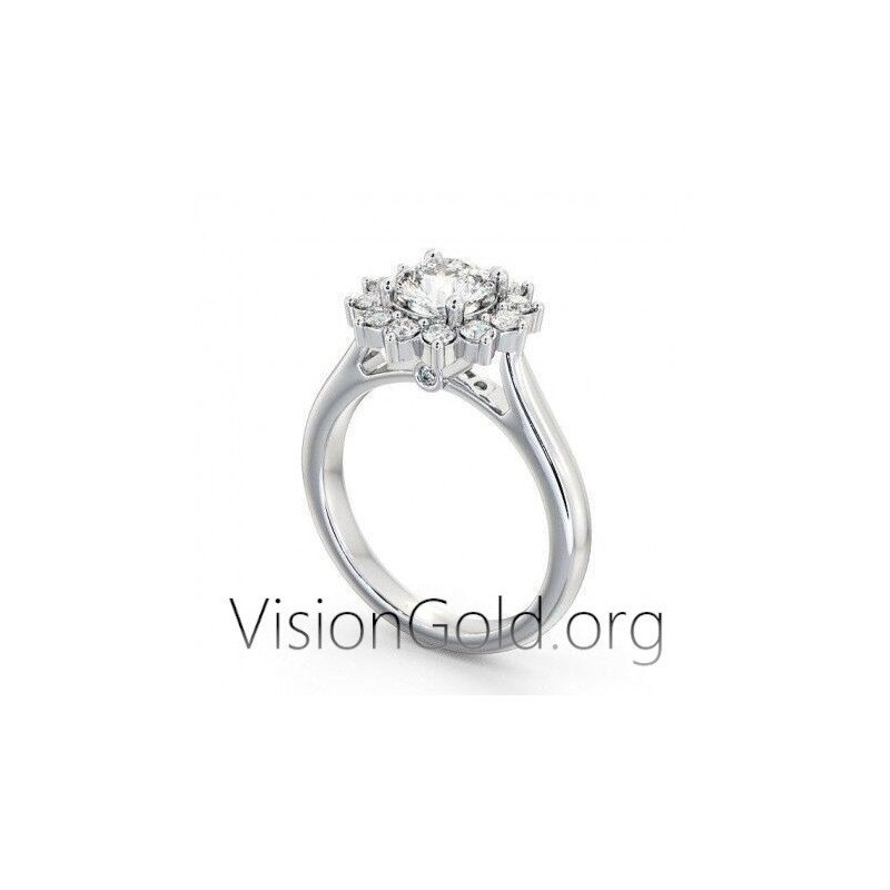 Gold Monolithischer Ring Rose mit Zirkon | Günstige