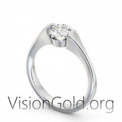 14K White Gold Cubic Zirconia Engagement Ring 0257