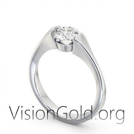 14K White Gold Cubic Zirconia Engagement Ring 0257