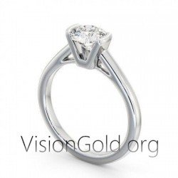 Classic Solitaire Ring in 14K Gold with Zircon / Economic Solitaire Rings 0260