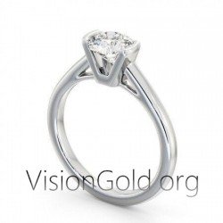 Классическое кольцо с одним камнем из золота K14 с цирконием / дешевые одиночные камни 0260