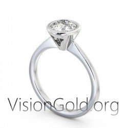 Solitaire Ring 14K White Gold with Zircon 0263