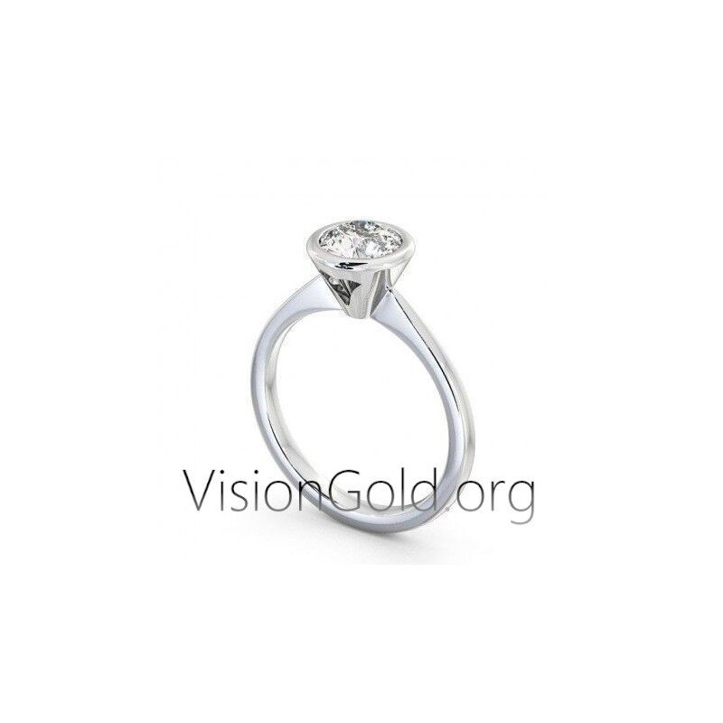 Weißgold Einstein 14K Ring mit Zirkon 0263