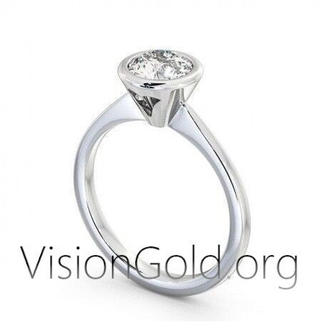 Solitaire Ring 14K White Gold with Zircon 0263