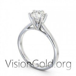 Solid 14 k White Gold Cubic Zirconia Engagement Ring 0265