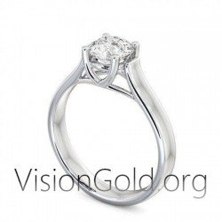 Stunning Sterling Silver Solitaire Engagement Ring / High Quality Cubic Zirconia K14 Engagement Ring 0267